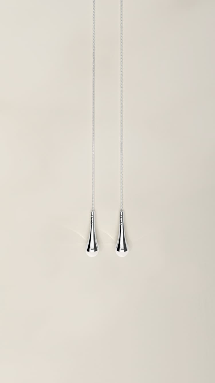 Pendientes colgantes de plata con perla