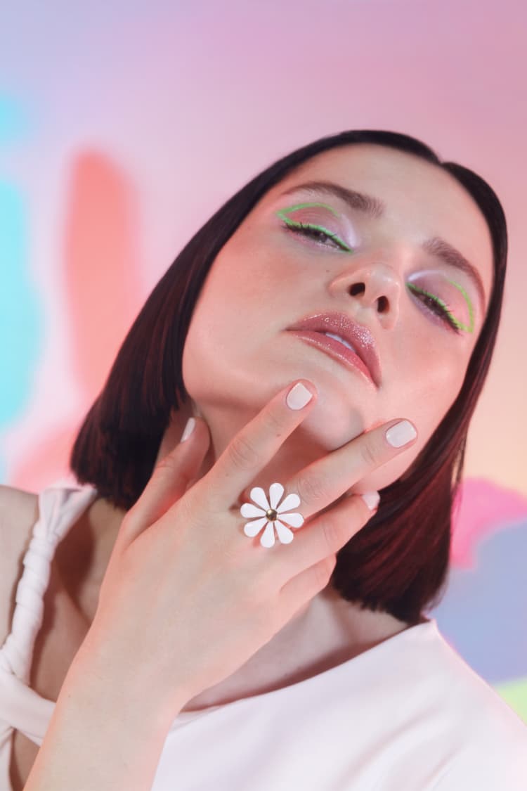 Anillo Flor de Oro y Blanco