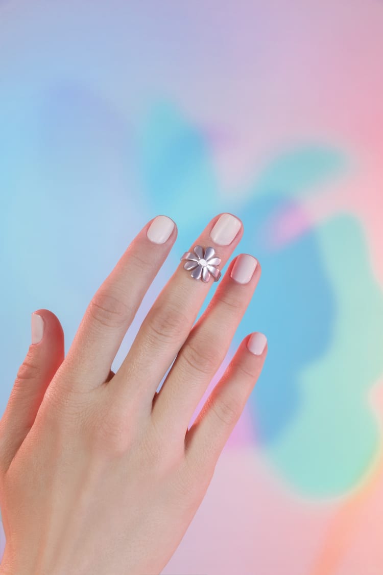 Anillo midi de plata con flor