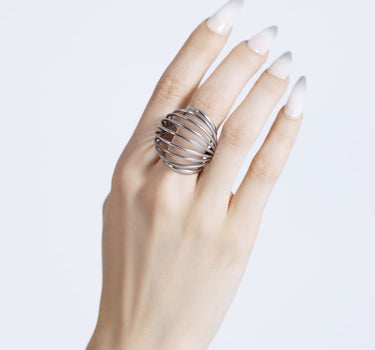 Anillo Esfera de Espiral de Plata