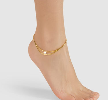Tobillera de oro con perlas