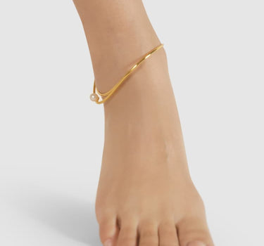 Tobillera de oro con perlas