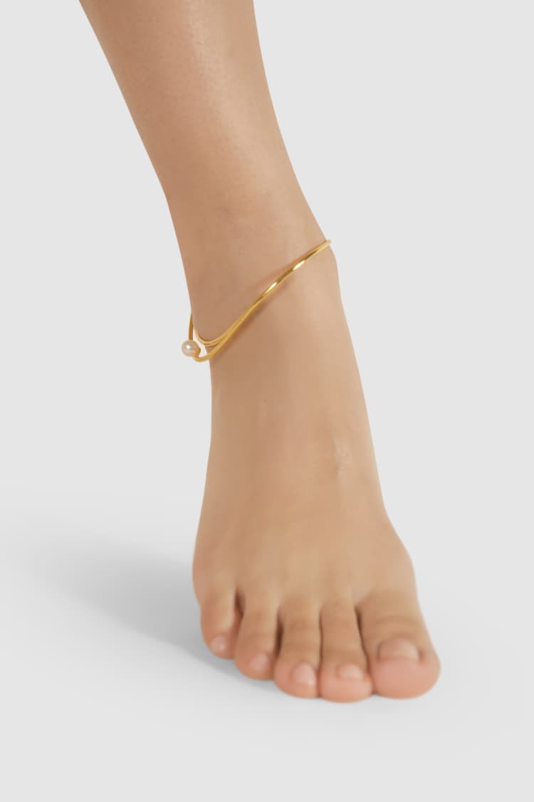 Tobillera de oro y perla
