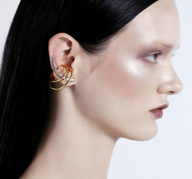 Conjunto de ear climber y ear cuffs de plata