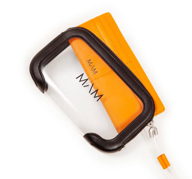Bolso transparente con monedero naranja