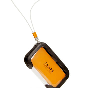 Bolso transparente con monedero naranja