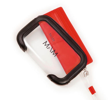 Bolso transparente con monedero rojo
