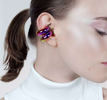 Ear cuff grueso holográfico