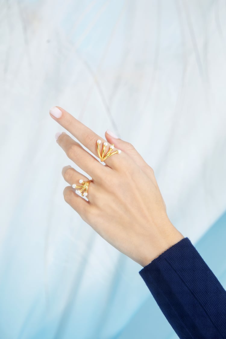 Set de anillos con mini perlas