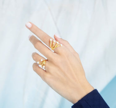 Set de anillos con mini perlas