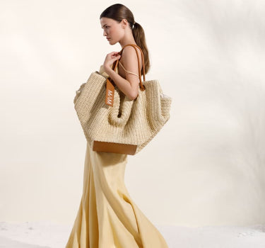 Bolso ecológico de rafia con cuero