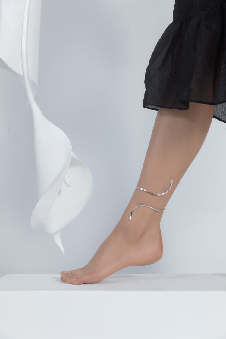 Tobillera espiral de plata