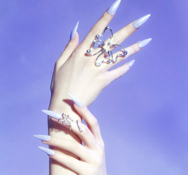 Anillo midi para uña de plata con mariposa