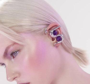 Ear cuff de plata con amatista