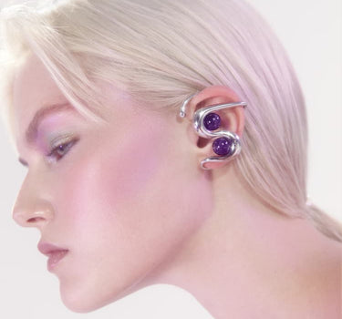 Ear cuff de plata con amatista
