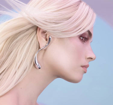 Pendientes Drop en Forma de S Grandes - Plata