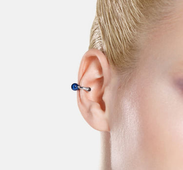 Casa Batlló huggie earcuff in silver and blue