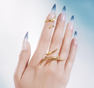 Spiked long Ring in gold