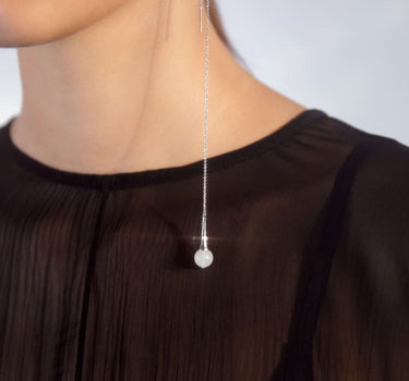 Pendientes colgantes de plata con perla
