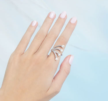 Anillo tiara de plata con perla