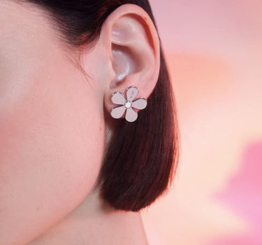 Pendientes de botón margarita de plata