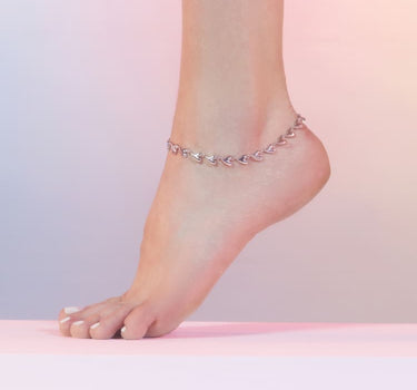 Tobillera de corazones de plata