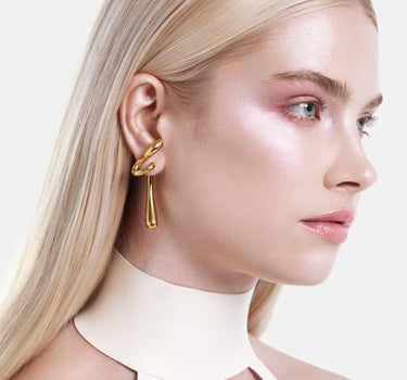 Pendientes Drop Retorcidos Grandes - Oro