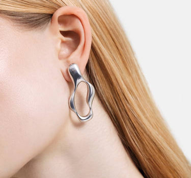 pendientes de aro líquidos de plata