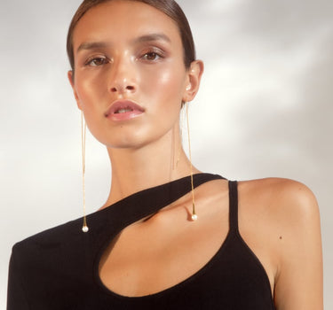 Pendientes colgantes de oro con perla