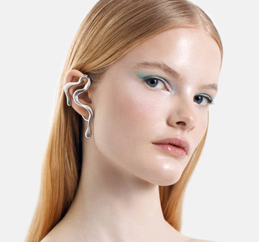 earcuff ondulado de plata