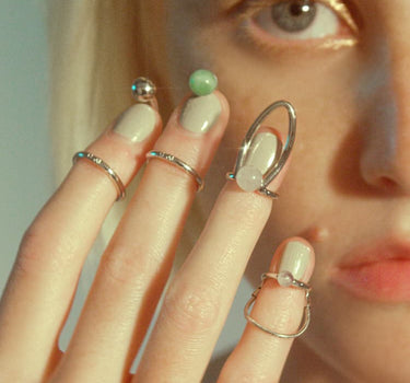 Juego de anillos de plata para uñas