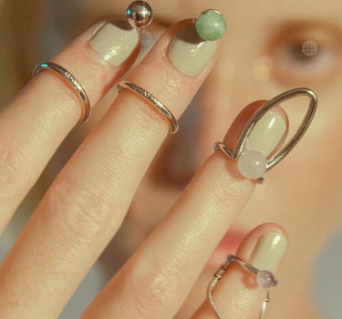 Juego de anillos de plata para uñas