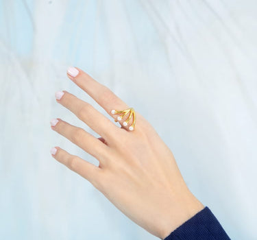 Anillo tiara de perlas