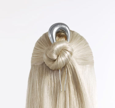 Pinza para el cabello de plata esterlina en forma de gota de agua