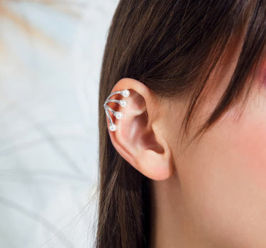 Ear cuff tiara de plata con perla
