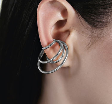 Ear cuff de grandes espirales de plata