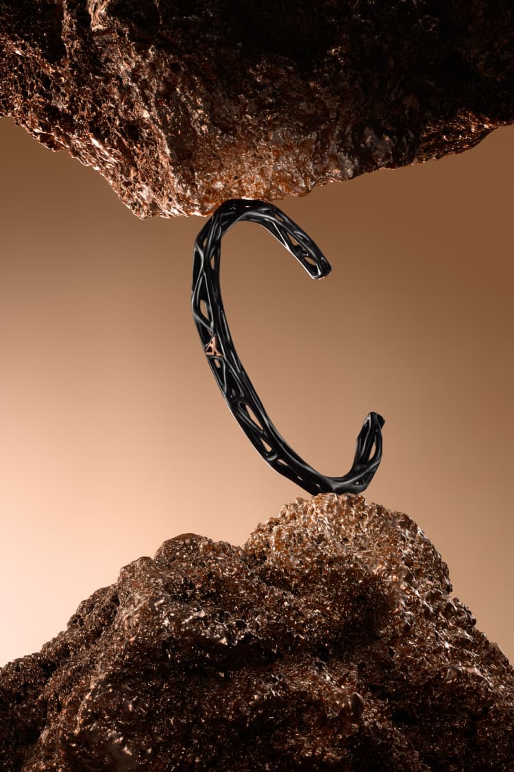 MAM | CUPRA Pulsera Voronoi en rutenio con detalles de cobre