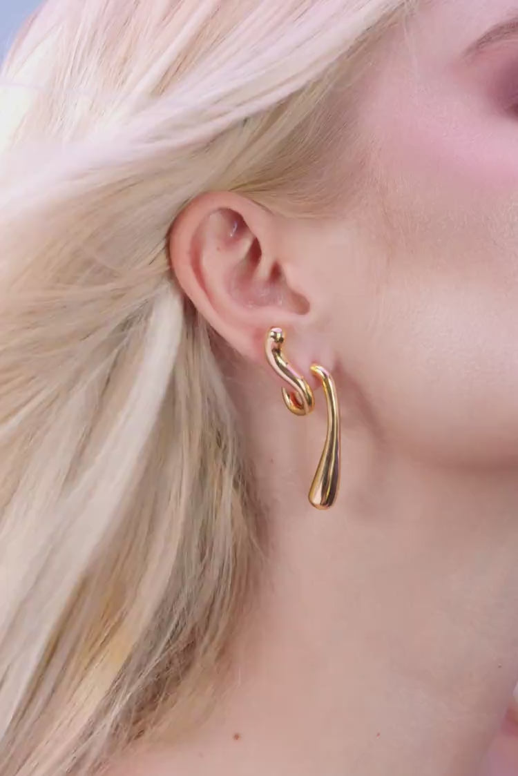 Pendientes Drop Retorcidos Grandes - Oro