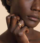 Gold double circle ring 